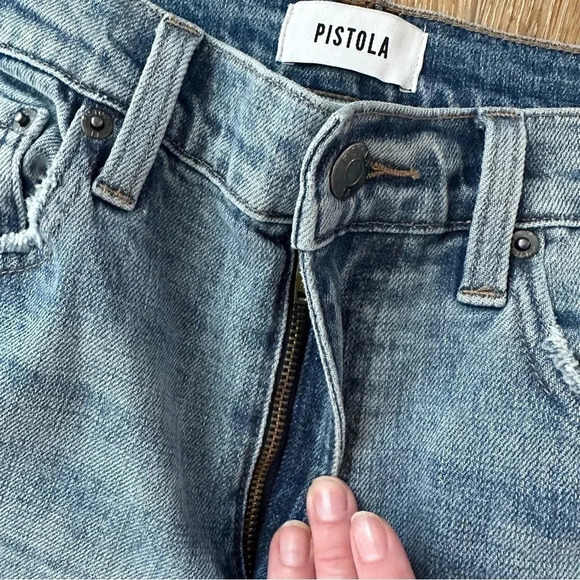 Pistola Women's Light Wash Distressed Straight Leg Denim Jeans Size 27 NWOT - Picture 5 of 8